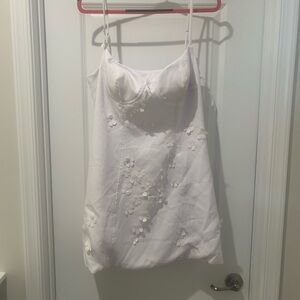White Floral Applique Slip Dress